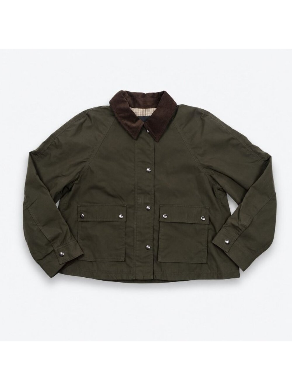 Madewell The Billie Short Jacket Corduroy Collar Women’s Medium Trench Green NWT